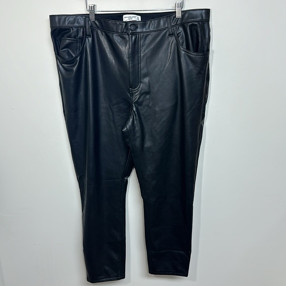 Abercrombie‎ & Fitch The Skinny High Rise Faux Leather Pants Black Size 20R - Picture 2 of 5